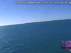 Three beautiful spring breakers go nude parasailing in the open sea