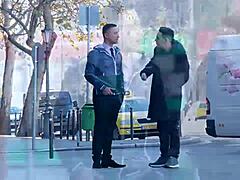 whoa, realtor and client team up to double penetrate this submissive beauty! insane punishment! 😱