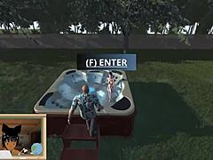 sonia and olivia getting naughty in the backyard hot tub 😏