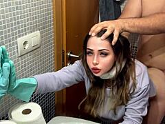 Teen Babe's Forbidden Bathroom Encounter with Stepdad