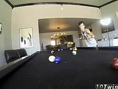 Hung emo pool cues and balls ready