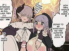 Handsome futanari monster lady dick dominates good-looker novice magical girl in wild game!