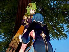 i’m obsessed with shenhe, collei, and xingqiu banging hard in genshin hentai