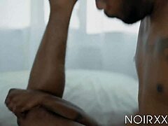 Curly stud worships my huge cock in gay scenes