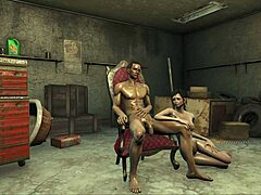 3D animated porn with a brunette heroine in Fallout 4 environment