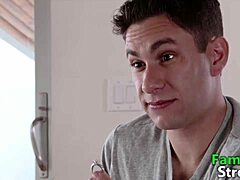 Stepsiblings play playfully in cute outfits