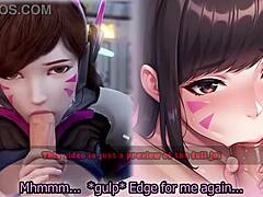 Play D.Va's edging game with light femdom and multiple endings.