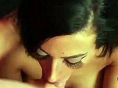 hot babe swallows cum after facial bukkake