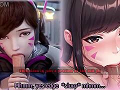 Play D.Va's edging game with light femdom and multiple endings.