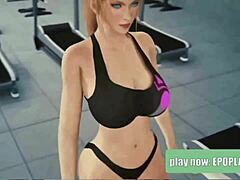 just working out in this clothed cartoon clip