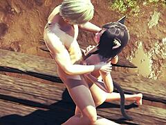 Hentai uncensored 3D - Kitty gives boobjob and gets creampied in manga game