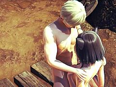 Hentai uncensored 3D - Kitty gives boobjob and gets creampied in manga game