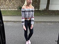Alluring blonde picked up and drilled hard in tight van sex.