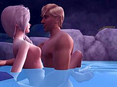 Public pussy licking and muff diving in Frozen hentai