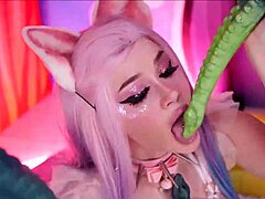 สาวอนิเมะคนเดียวเล่นกับหนวดยาวป่าเถื่อน! 😳