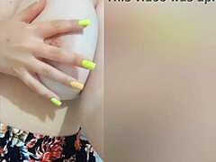 Teen touches her big natural tits before anal assfucking outdoors.