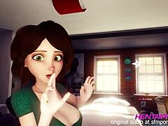 Milf in green shirt teases in room