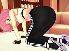 Hey, wanna see Anya ride a huge cock after gym in hentai?