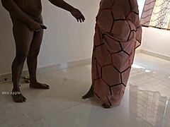 Tamil Maid Prabha Sneakily Jerks Owner's Cock During Work