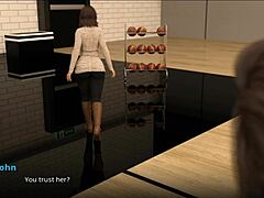 Cartoon milf with big tits teases in 3d erotic scene as new coach