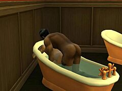 Gay threesome with big tits and daddy action in Sims