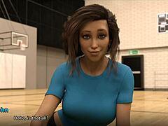 Cartoon milf with big tits teases in 3d erotic scene as new coach