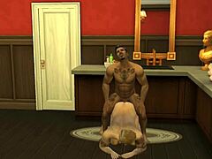 Gay threesome with big tits and daddy action in Sims