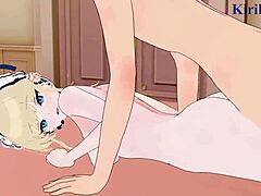 Beautiful anime with big-boobed characters Asuma and Kozeki in hot scenes
