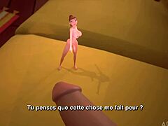 3DGspot - Tiny trans bangs giant busty trans in wild 3D cartoon action. French subtitles add extra spice.