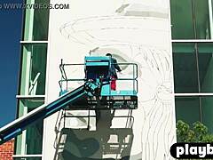 Perfect brunette Alexandra Tyler exposes nice boobs in outdoor shoot