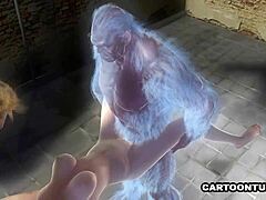 Busty 3D cartoon babe double-teamed hard in jail.