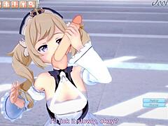 Barbara from Genshin Impact gets naughty in shopping center hentai! 😜