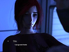 Curvy redhead cartoon gets fucked by big cock standing up with foot on wall in hentai