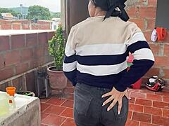 College girl pays rent with her big ass