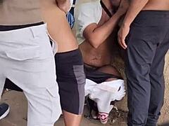 Oferencendo Meu Amigo na Ciclovia for RAW Public BAREBACK Action!