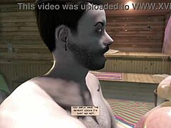 3D animated porn with a group sex scene and lesbian action