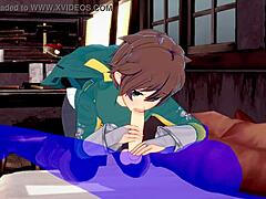 Konosuba Yaoi - Kazuma Sucks Cock with Cum in Mouth.