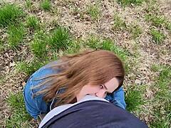 BBW Student in Skirt and Tights Excels in Park