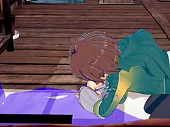 Konosuba Yaoi - Kazuma Sucks Cock with Cum in Mouth.
