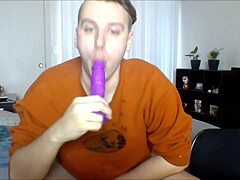 This is a POV video of a blowjob in a gay porn movie
