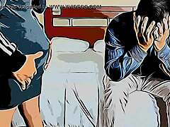 Young wife enjoys old boss fucking her while watching