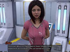 stranded in space 91 - big boobs milf stretches out in wild game outfit.