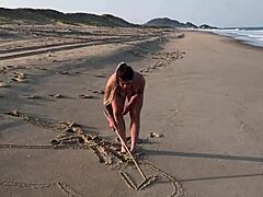 I watch this blonde girl bent over on the beach, her big ass gaping from sex.