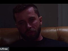 Handsome guy jerks off watching muscular men fuck 😍