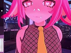 Bunny vtuber dominates with massive futa cock intensely