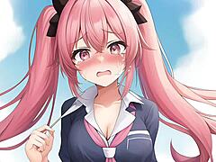 Ai anime girl in intriguing hentai scene