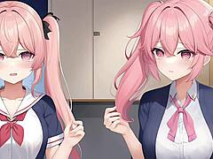 Ai anime girl in intriguing hentai scene