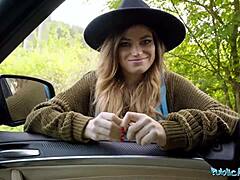Hey, watch Nicole Rae's big tits in public POV blowjob! 😜