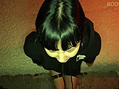 Goth cutie teen slammed by massive cock with creampie