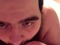 Young gay chub teases while sucking and riding dildo.